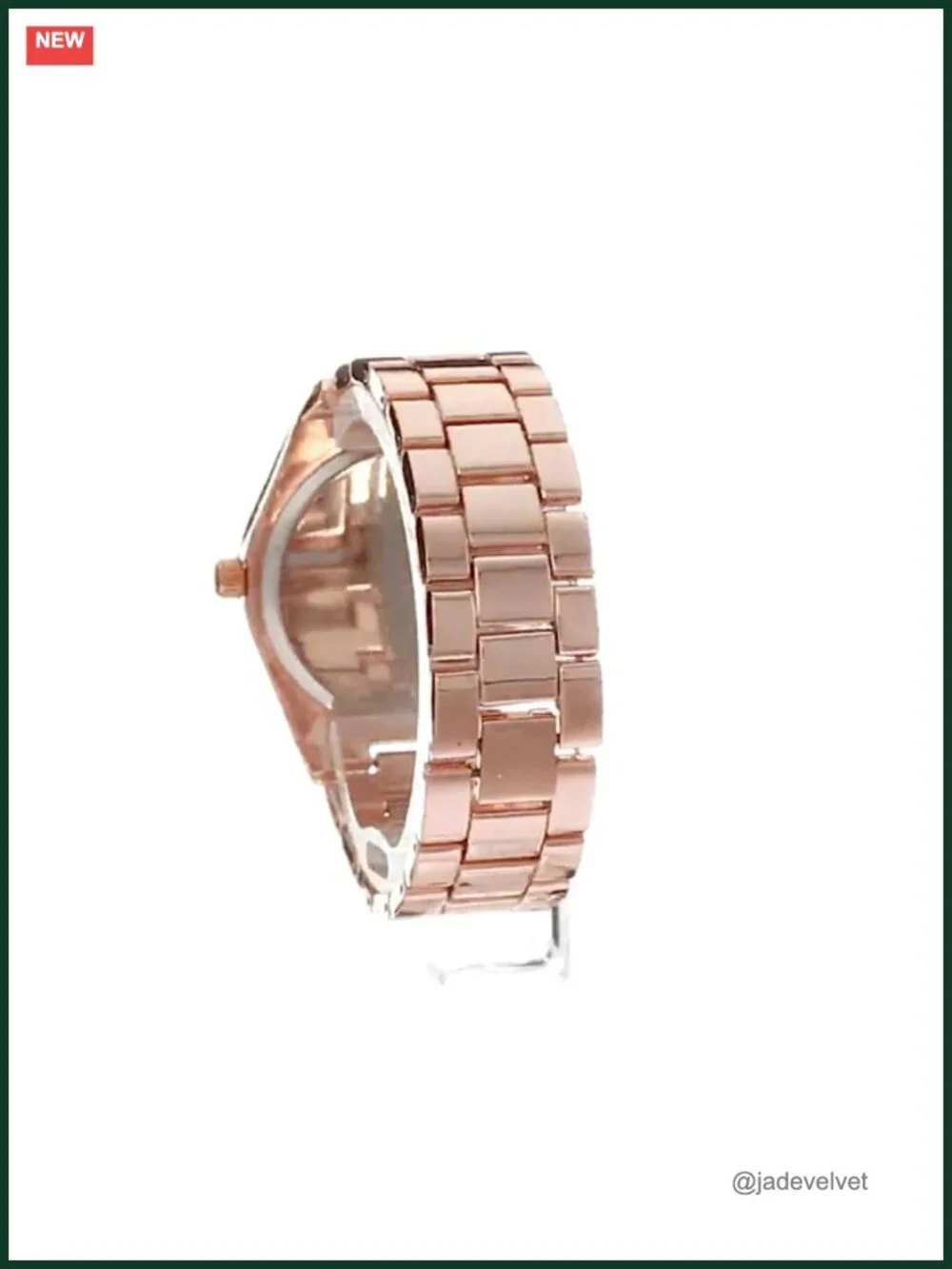 Rose Gold Women's Watch with Roman Numerals and Crystal Bezel, Analog Quartz,